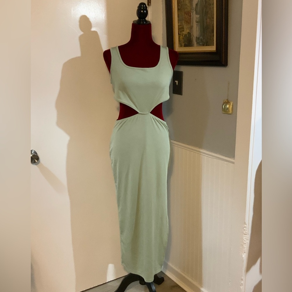 Sage green cut out ribbed dress size large